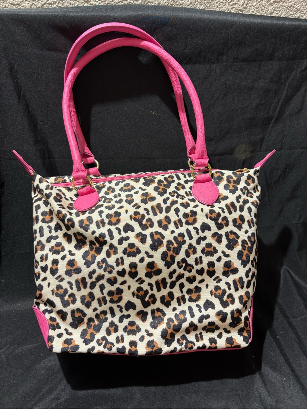 Betsey Johnson Leopard Print Tote with Hot Pink Accents